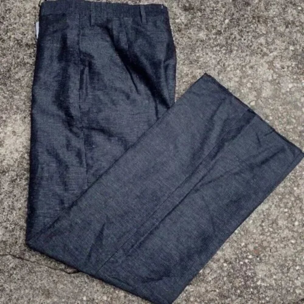 Salvatore Ferragamo Linen Blend Dress Pants Blue Gray High Rise - Picture 4 of 8
